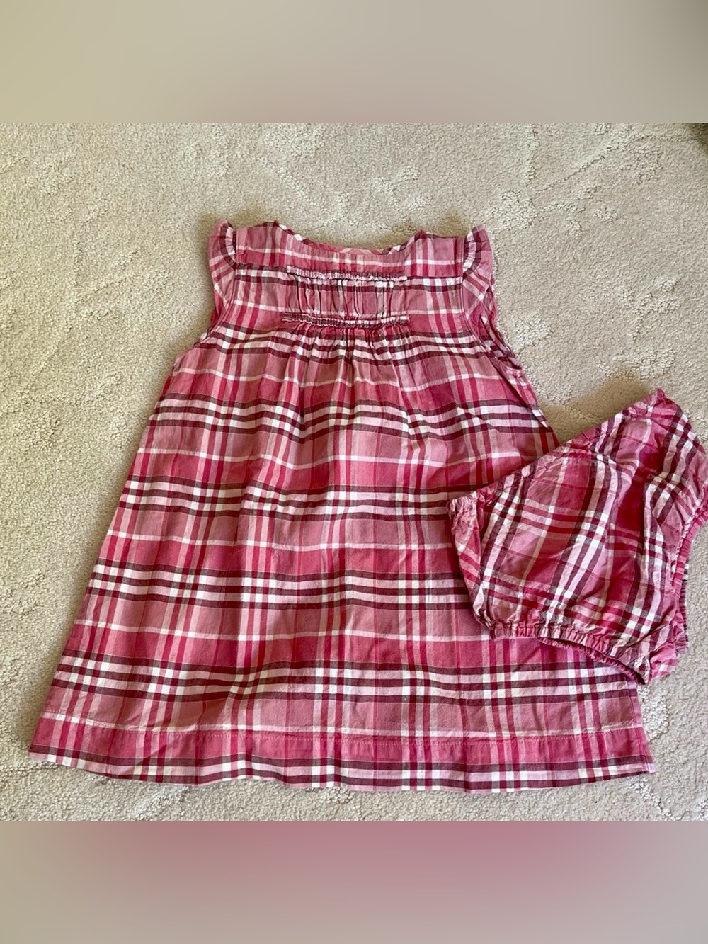 Burberry baby girl Pink Plaid Dress 24 months nwot